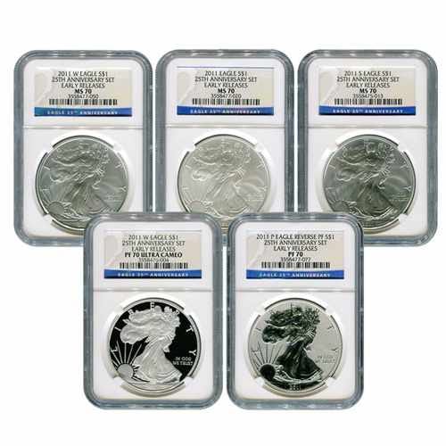 2011 Anniversary Silver Eagle set MS/PF70