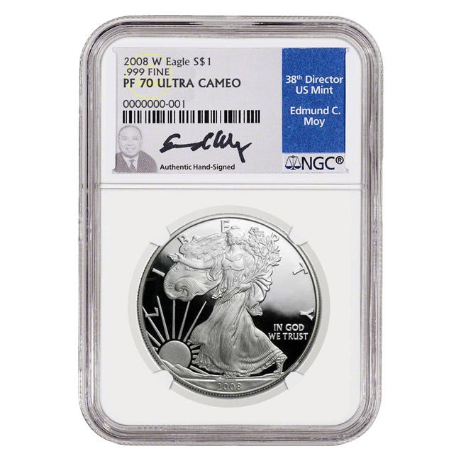 2008 Silver American Eagle Proof 70 Coin