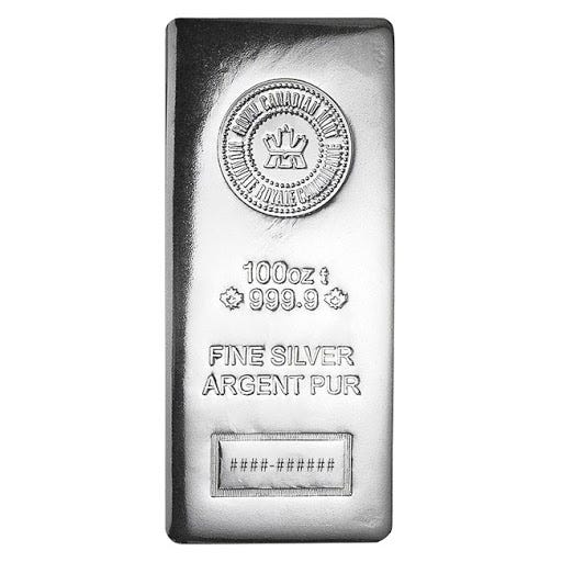 100 oz Silver Royal Canadian Mint Bar