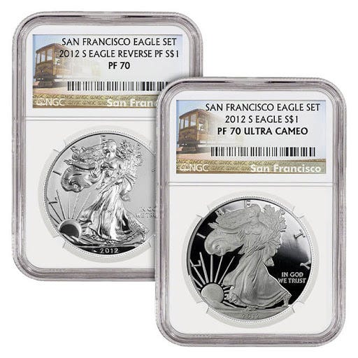 2012 75th Anniversary Silver American Eagle 2-Coin San Francisco Set