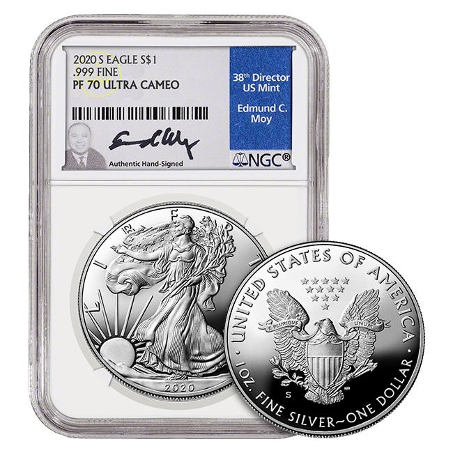 2020-S Silver American Eagle Proof 70 Coin