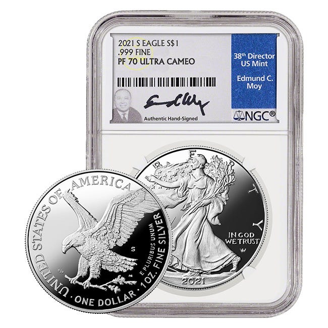 2021-S Silver American Eagle Proof 70 Coin