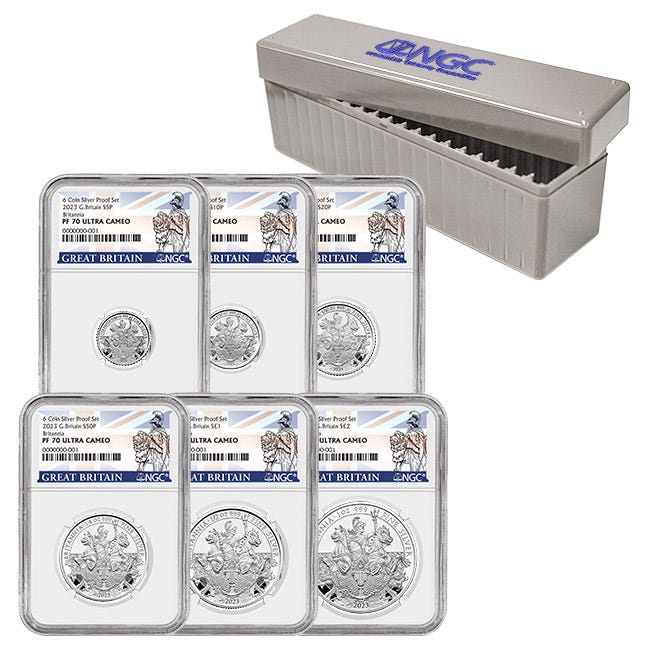 2023 Britannia Silver 6-coin Proof 70 Set with Box