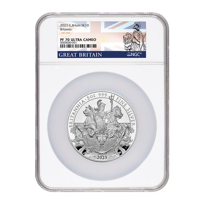 2023 5oz Silver Britannia Proof 70 Coin