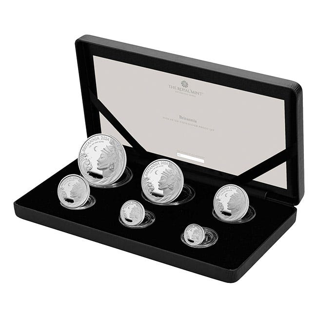 2024 Silver Britannia 6-Coin Set Proof w/Box & COA