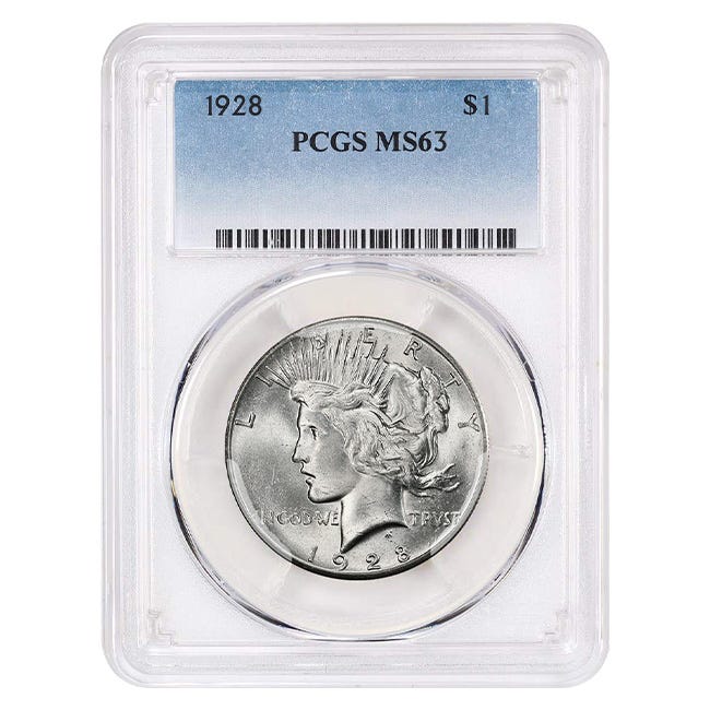 1928-S $1 Peace PCGS MS63