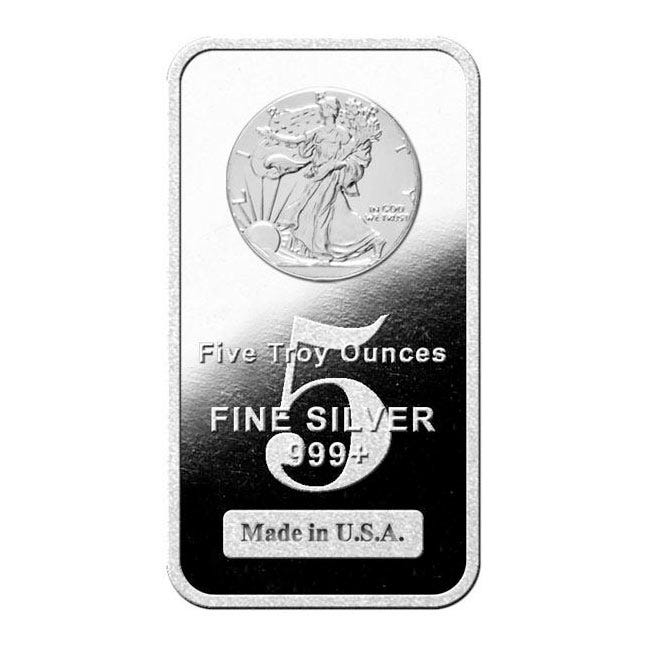 5 oz Silver Walking Liberty Bar