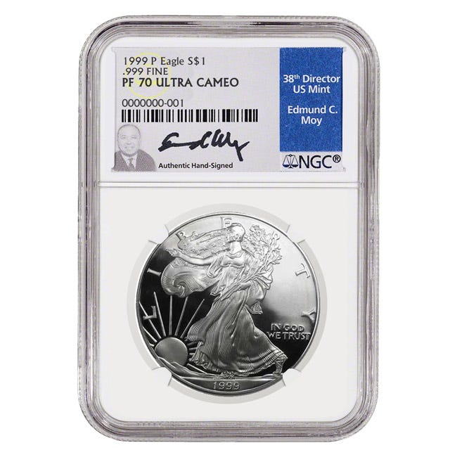 1999 Silver American Eagle Proof 70 Coin