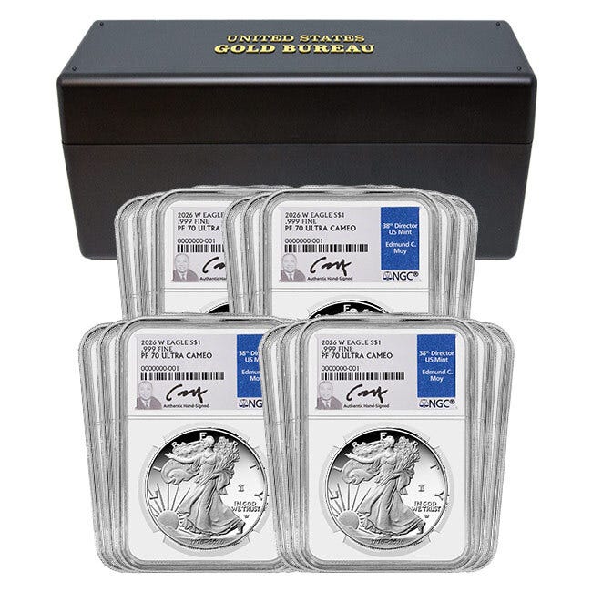 2026 $1 Silver American Eagle Proof 70 20-Coin Package w/ Box