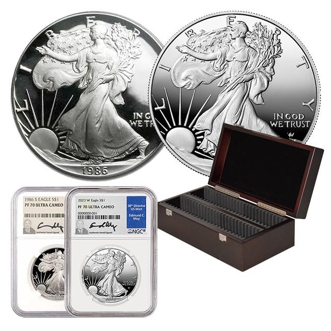 1986-2026 Silver American Eagle Proof 70 Date Run (excluding the 1995-W)