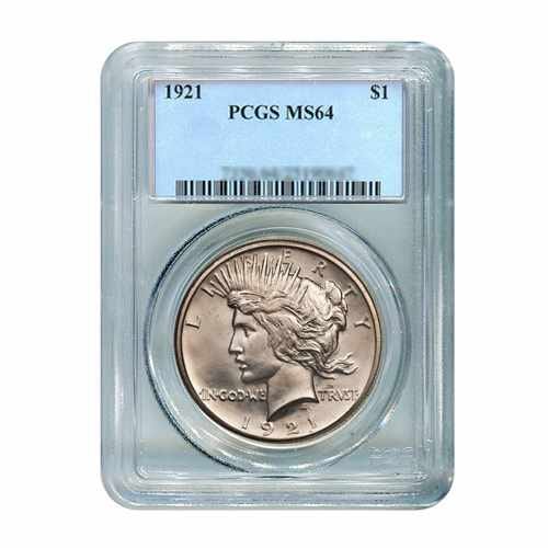 1921 $1 Peace Silver Dollar PCGS MS64