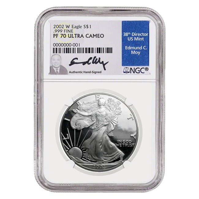 2002 Silver American Eagle Proof 70 Coin