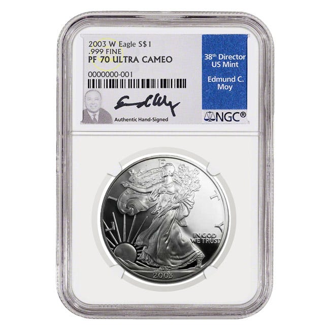 2003 Silver American Eagle Proof 70 Coin