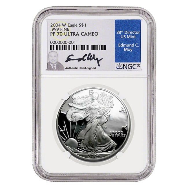 2004 Silver American Eagle Proof 70 Coin