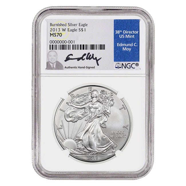 2013 1 oz Silver American Eagle Burnished MS70 Coin