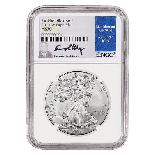 2013 1 oz Silver American Eagle Burnished MS70 Coin