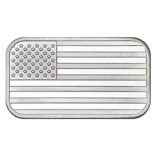 1oz Silver SilverTowne American Flag Bar