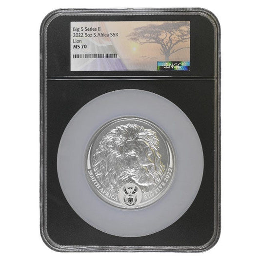 2022 5oz Silver Big 5 Lion Series 2 NGC MS70