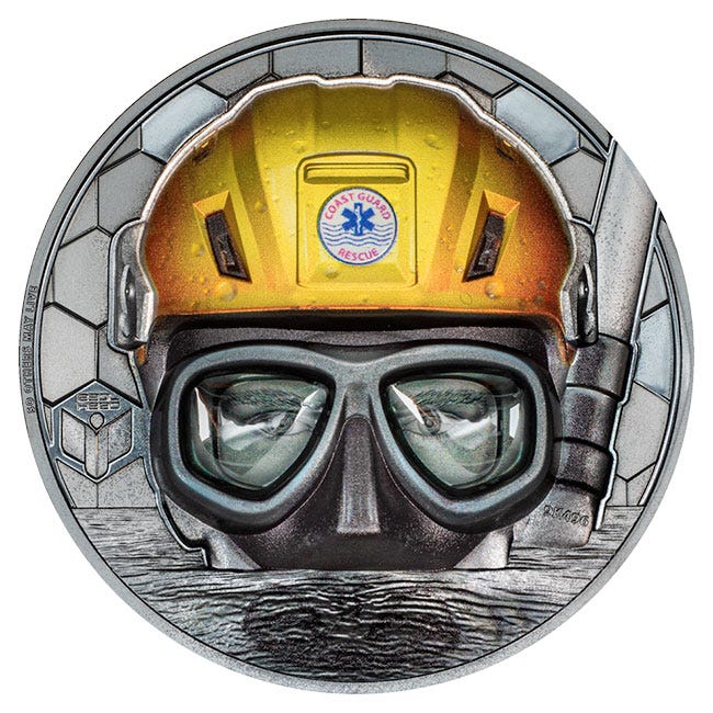 2023 3oz Silver Real Heroes Coast Guard Black Proof Coin