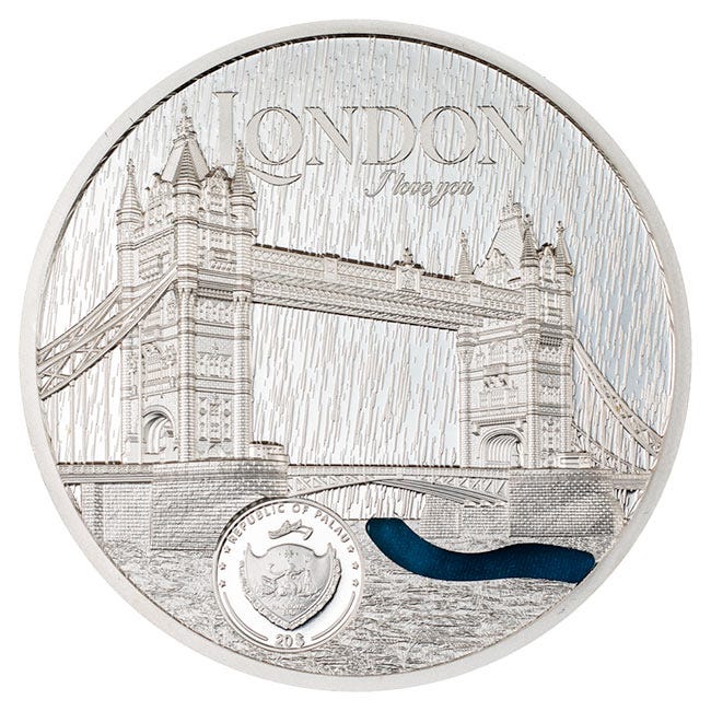 2023 3oz Silver Tiffany Art Metropolis London Ultra High Relief Proof Coin