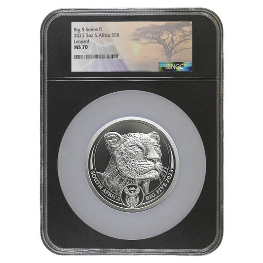 2023 5oz Silver Big 5 Leopard Series 2 MS70 Coin