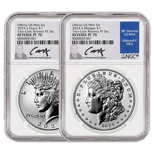 2024 Morgan & Peace Silver Dollar Reverse Proof 70 2-Coin Set