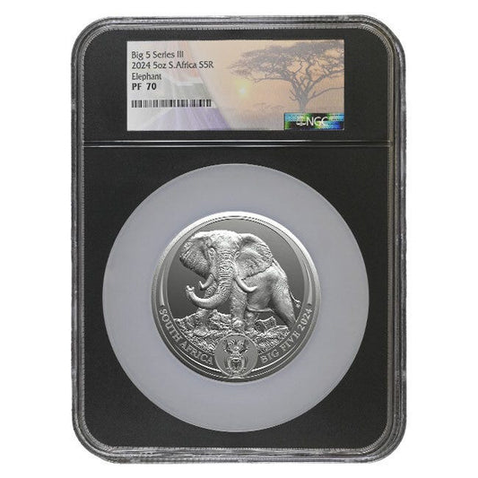 2024 5oz Silver Big 5 Elephant Series 3 NGC PF70