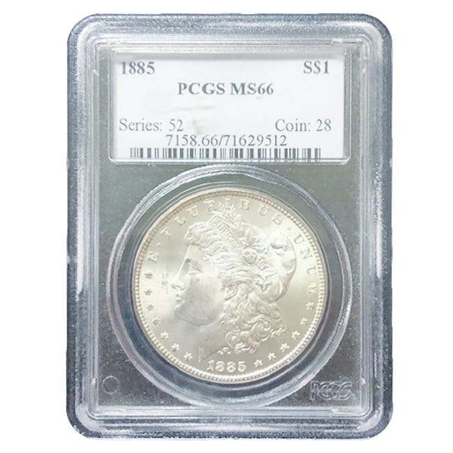 1885 $1 Morgan Silver Dollar PCGS MS66