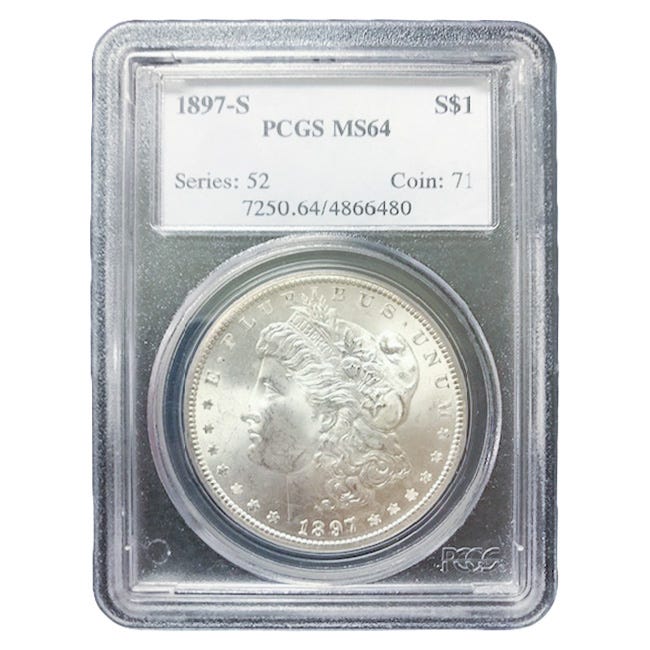 1897-S $1 Morgan Silver Dollar - PCGS MS64