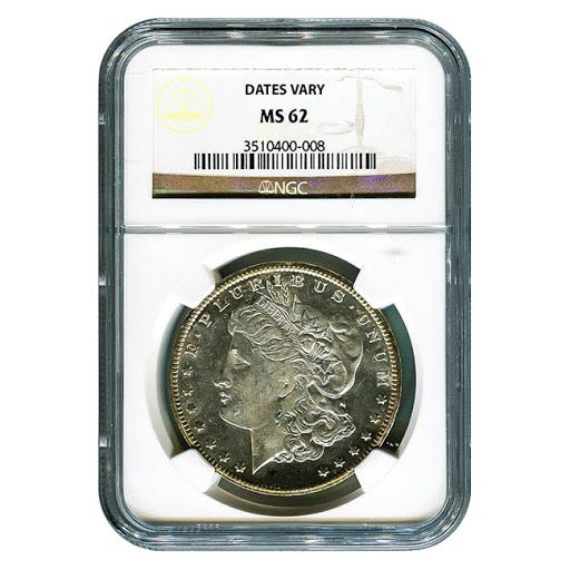 Common Date $1 Morgan Silver Dollar NGC MS62