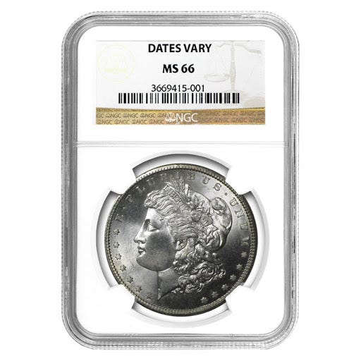Common Date $1 Morgan Silver Dollar NGC MS66