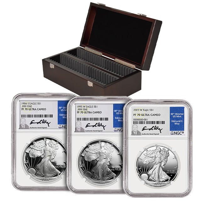 1986-2025 Silver American Eagle Proof 70 Date Run